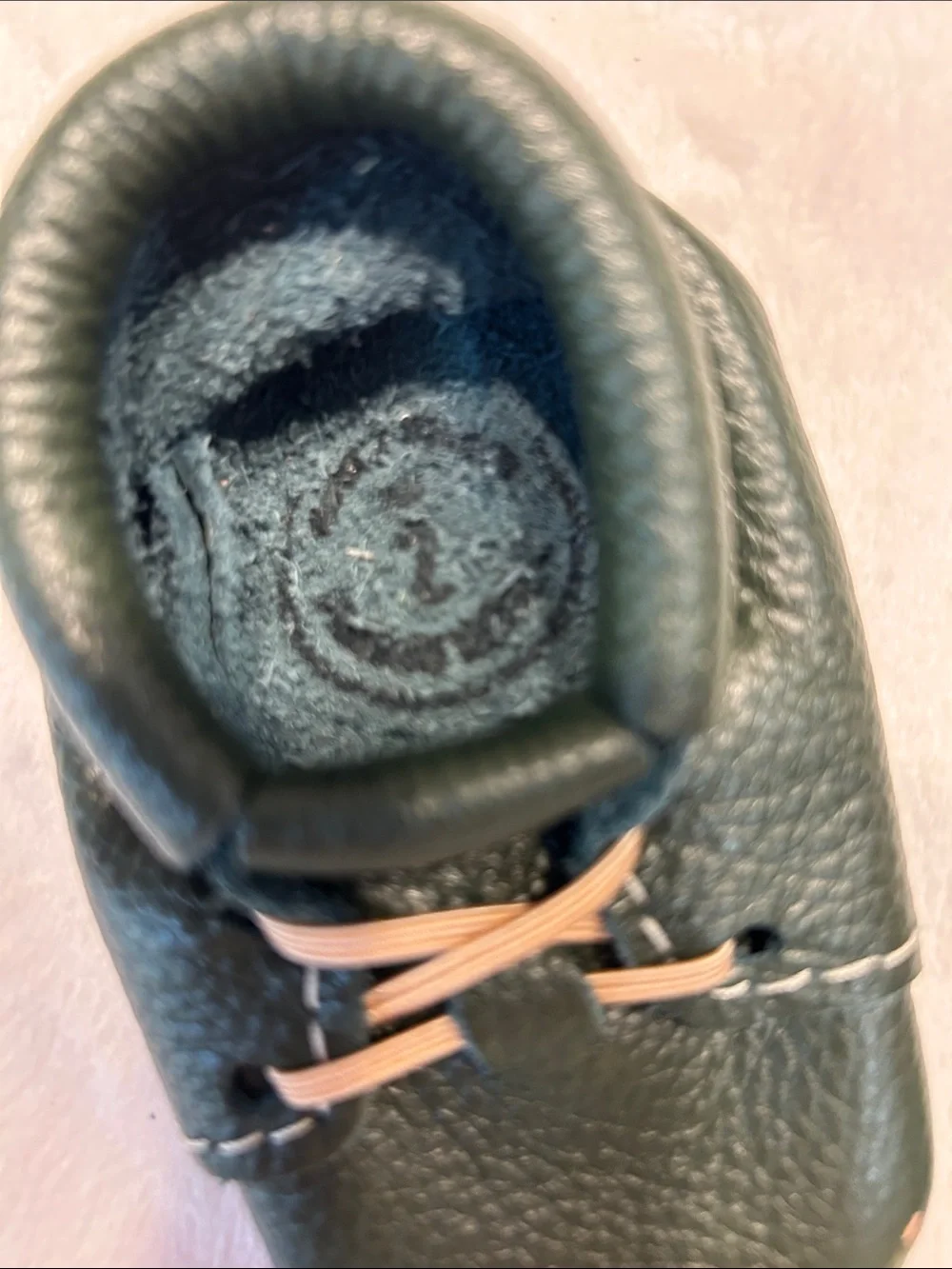 Freshly Picked Kids Dark Green Moccasin Slip-Ons with Tan Laces